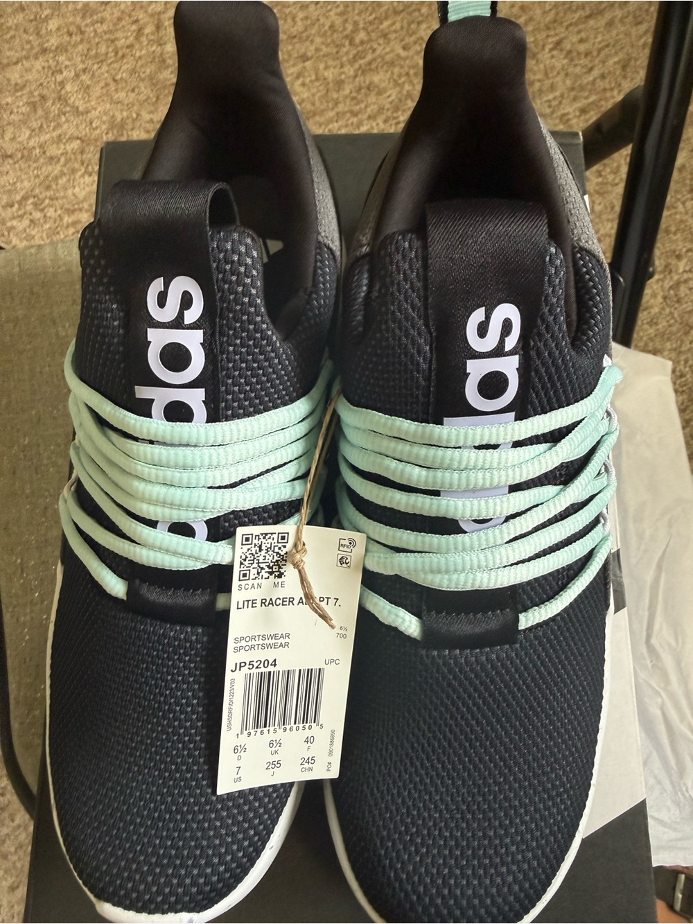 adidas Women's Black Sneakers with Mint Accents